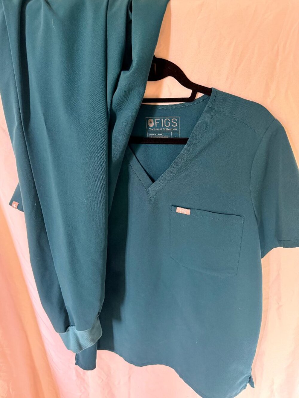 FIGS Scrub Set Womens Large Teal Catarina Top & Jogger Pants Medical Uniform